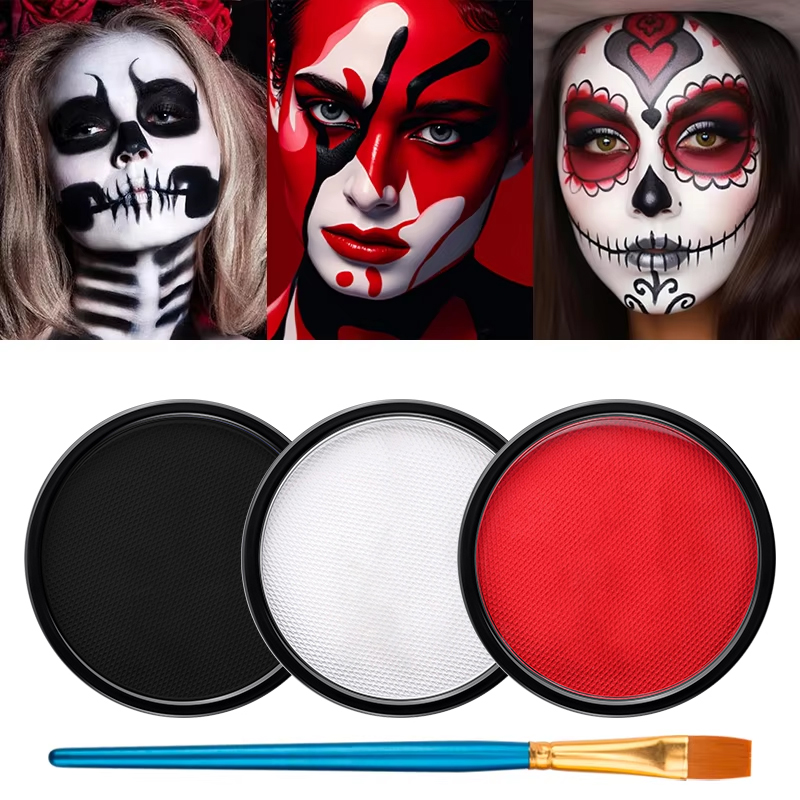 Cosplay Prop Paint - 3개입 블랙 화이트 레드 수성 페이스