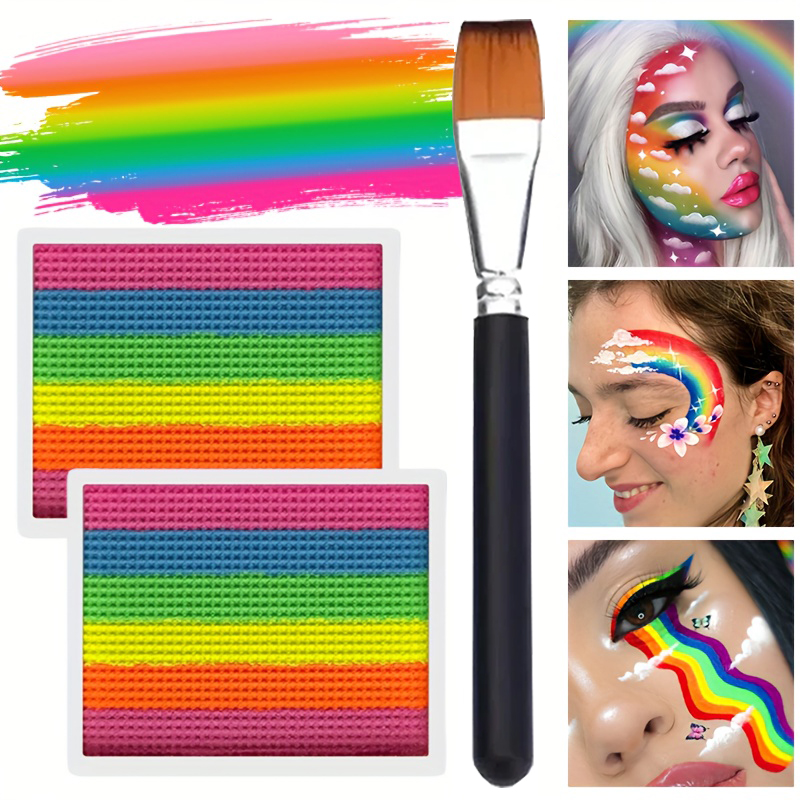 레인보우 페이스 앤 바디 페인트 세트-2개 스플릿 케이 - Cosplay Prop Paint 리뷰 및 가격